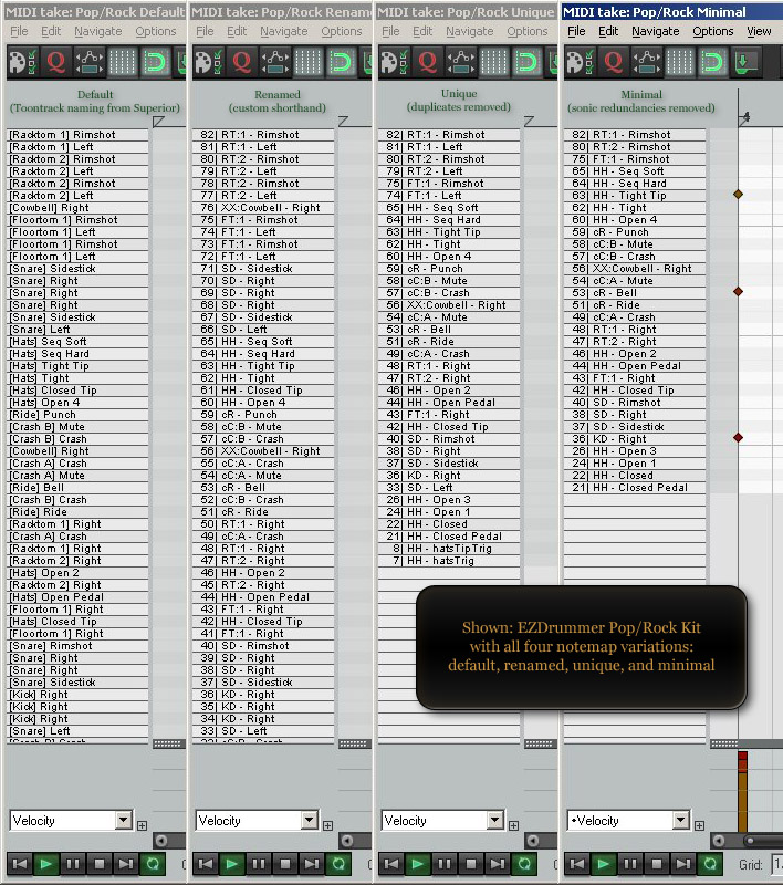 midi drum map ezdrummer